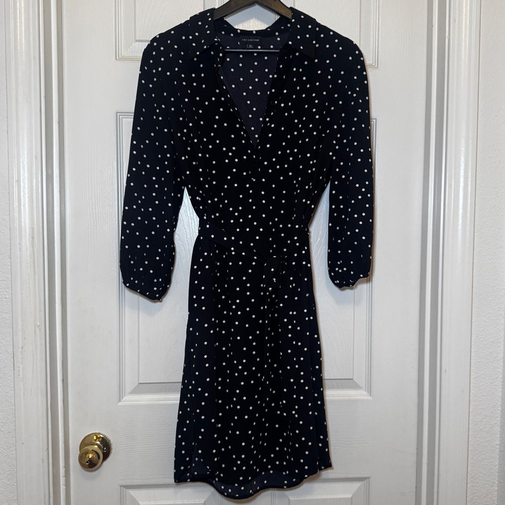 The Limited Women’s Petite Large Black and White Polka Dot Dress